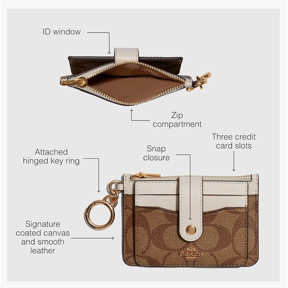 Coach Attachment Card Case In Signature Canvas - Picture 2 of 7